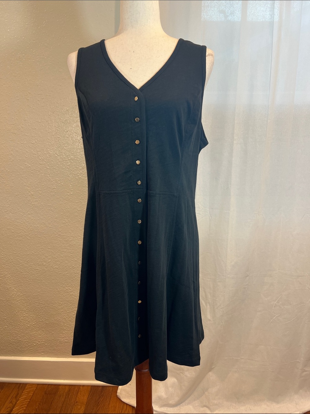 Nation LTD Sleeveless Tierra Button-Front Pima Cotton V-Neck Dress. L. NWT